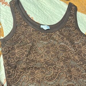 Cache Brown Lace Tank Top